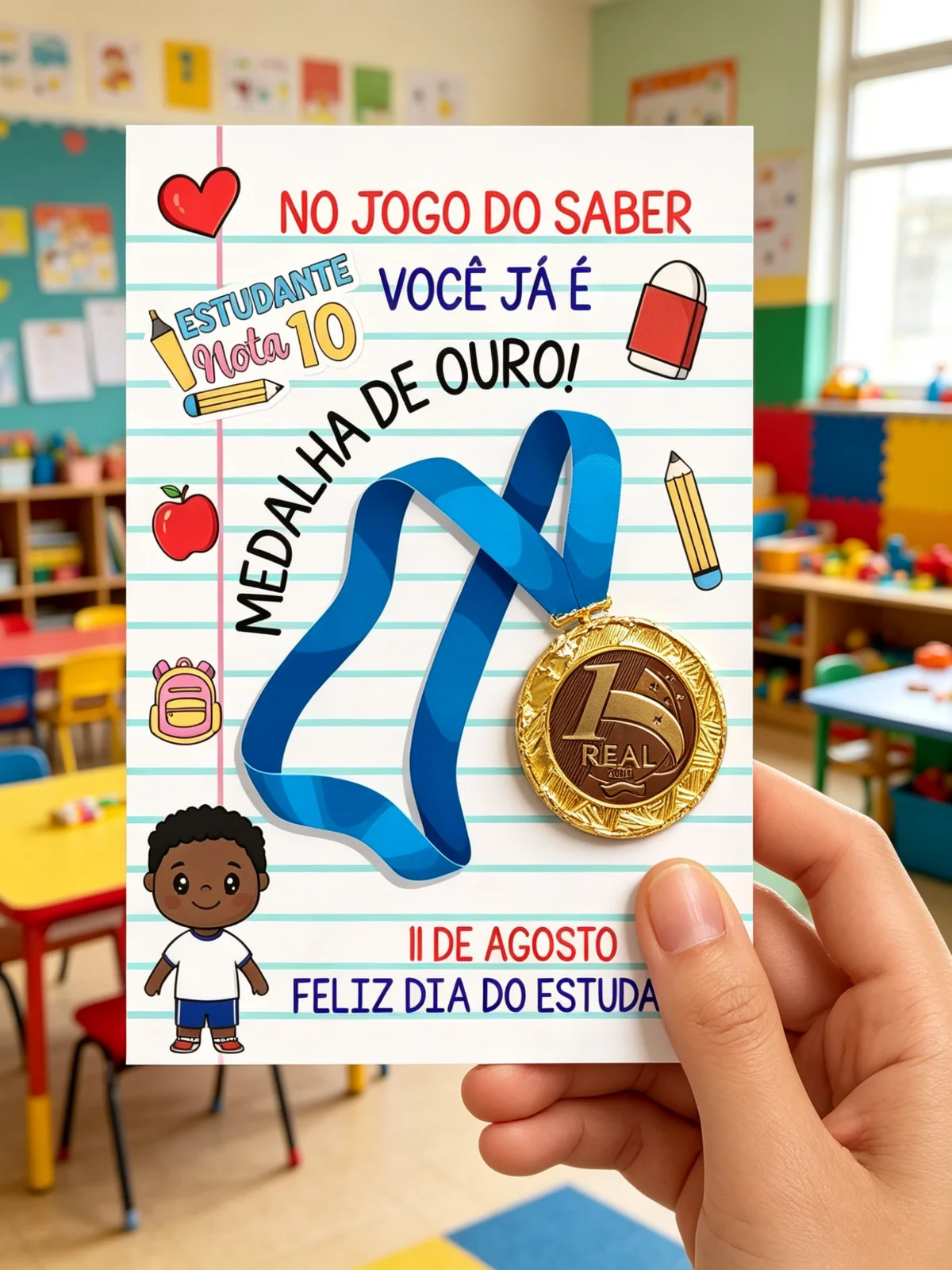 Cartão dia do estudante – PDF para Imprimir — amostra 1: Surpreenda seus alunos com um mimo especial no Dia do Estudante