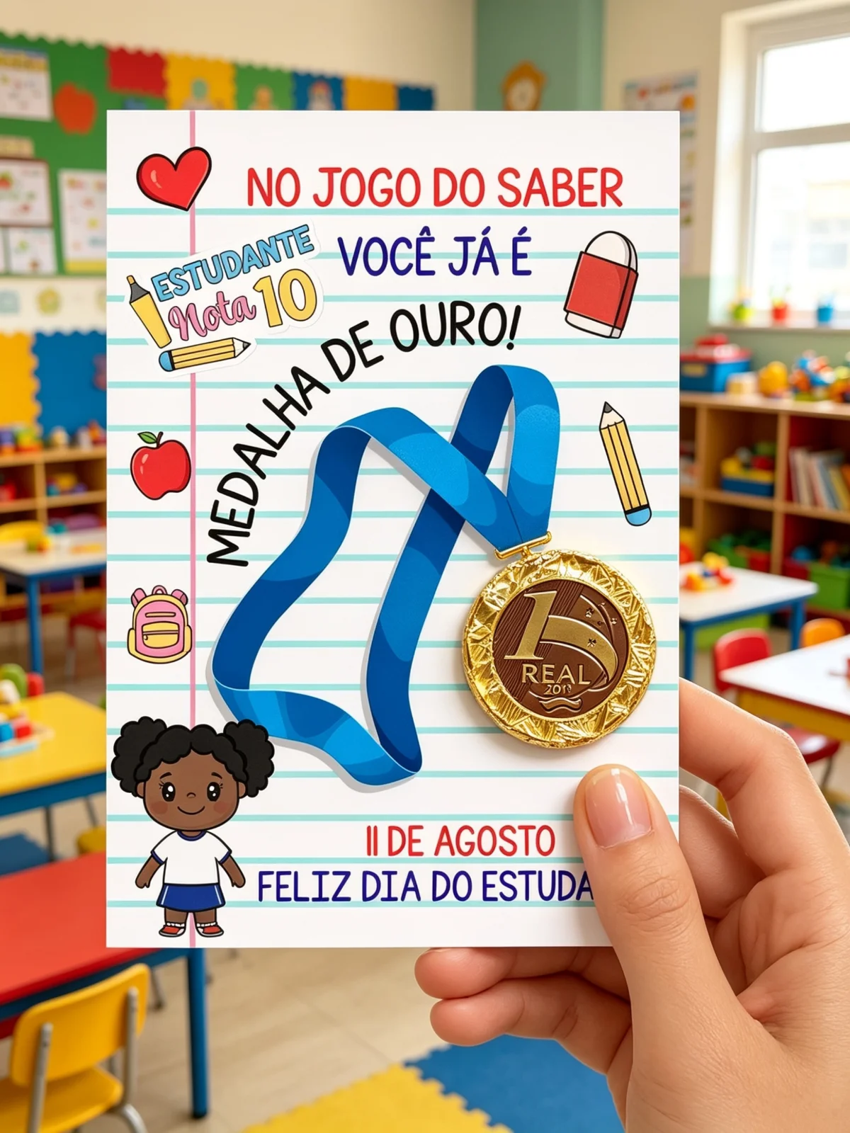 Cartão dia do estudante – PDF para Imprimir — amostra 2: Surpreenda seus alunos com um mimo especial no Dia do Estudante