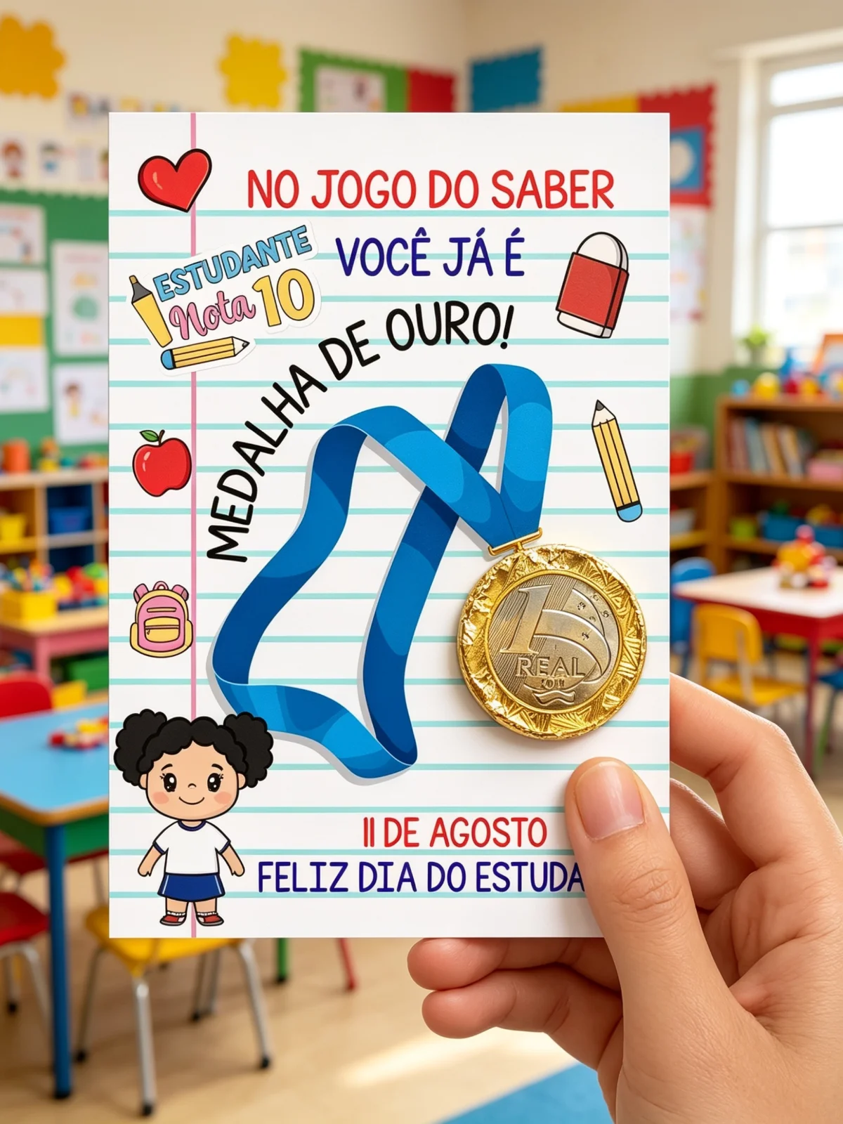 Cartão dia do estudante – PDF para Imprimir — amostra 3: Surpreenda seus alunos com um mimo especial no Dia do Estudante