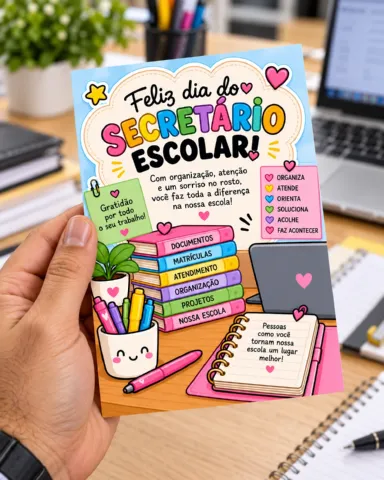 Cartão Dia do Secretário Escolar para Imprimir — capa do material