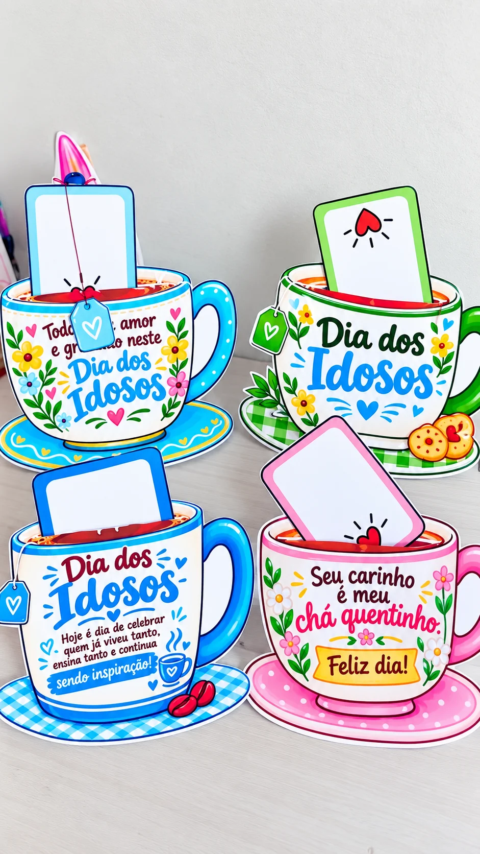 Cartão – Dia dos Idosos - 4 Modelos de Lembrancinhas para Imprimir — amostra 4: Lembrancinha Dia dos Idosos com 4 modelos…