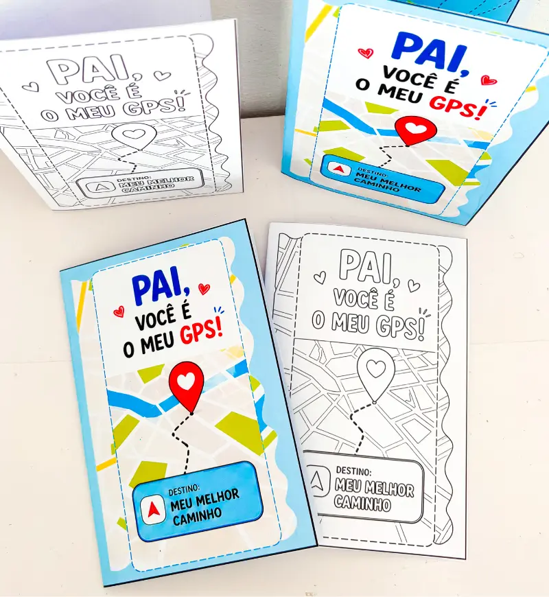 Cartão Dia dos Pais com Tema GPS e Carrinho Interativo — amostra 2: O que vem no material