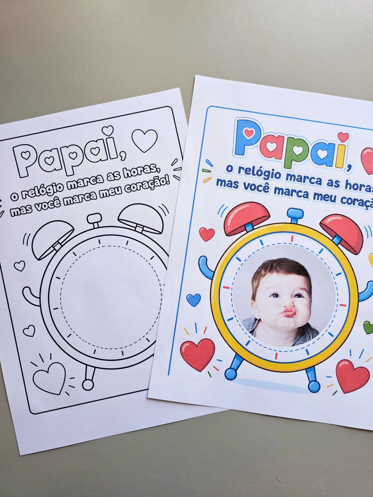 Cartão Dia dos Pais - Relógio do Papai – PDF para Imprimir — amostra 2: Emocione os pais com uma homenagem poética,…