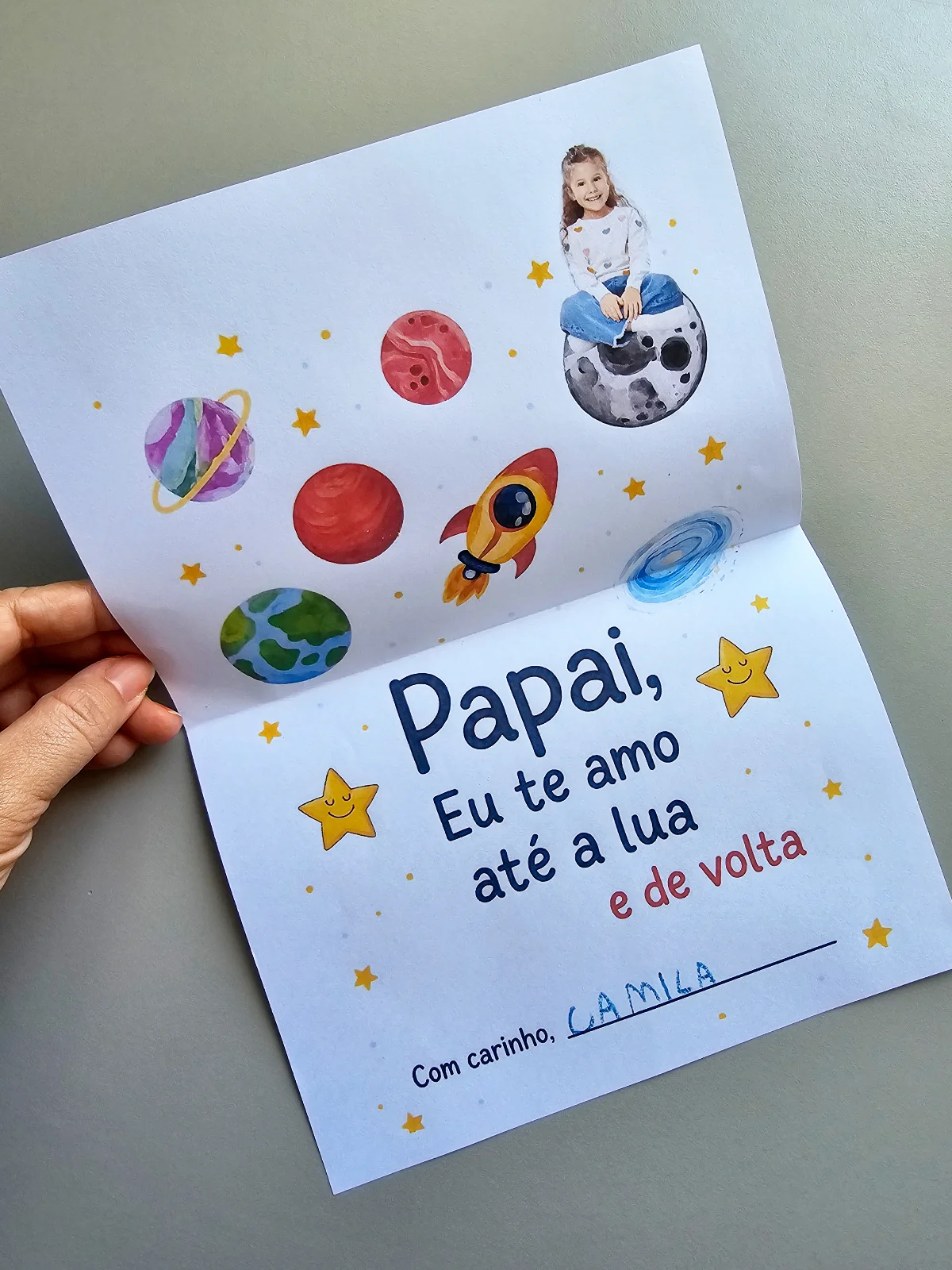 Cartão Dia dos Pais - Te Amo Até a Lua e de Volta (com Foto) — capa do material