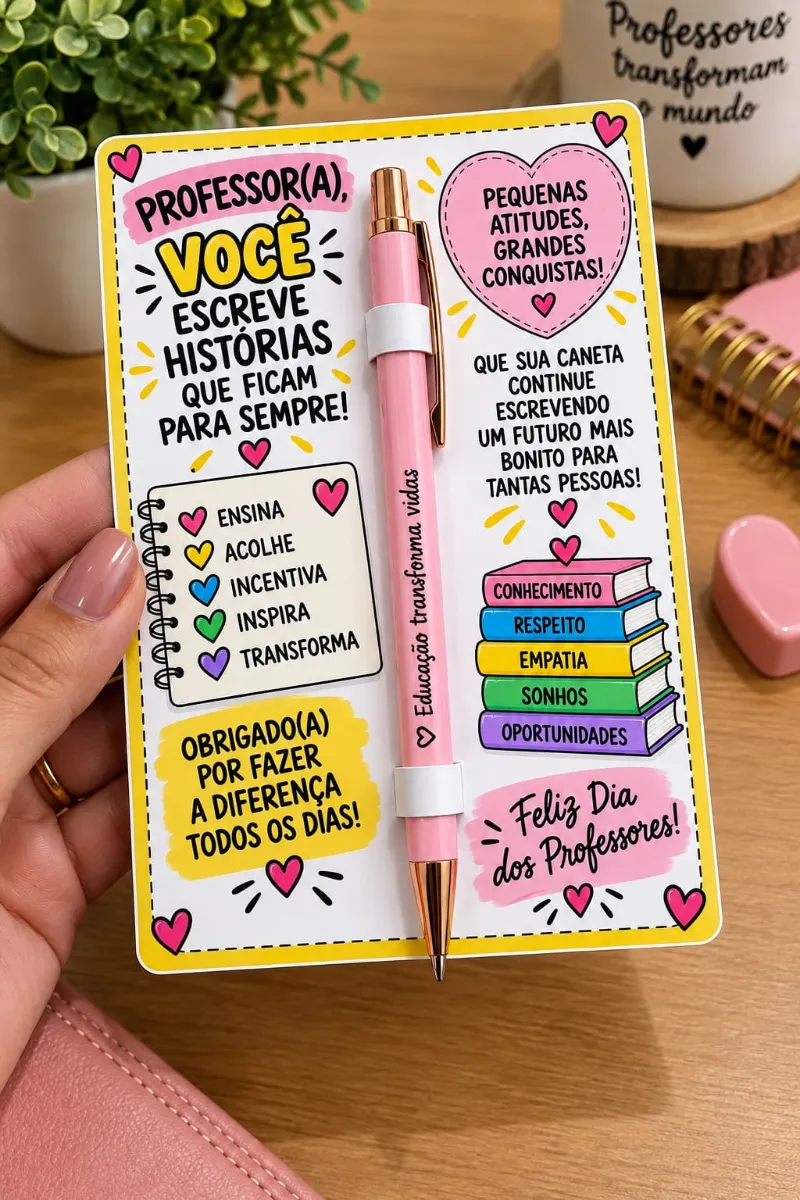Cartão Dia dos Professores para Imprimir - Educação infantil — amostra 2: Cartão Dia dos Professores para imprimir com 5…