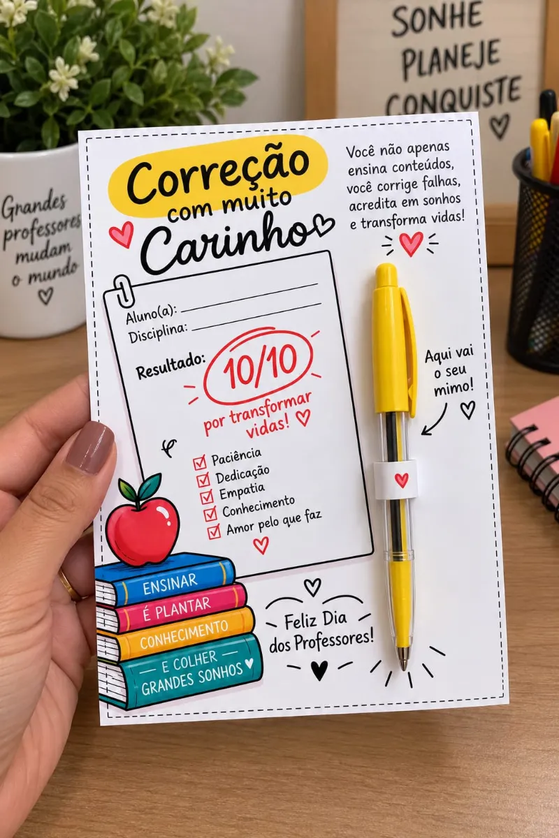 Cartão Dia dos Professores para Imprimir - Educação infantil — amostra 3: Cartão Dia dos Professores para imprimir com 5…