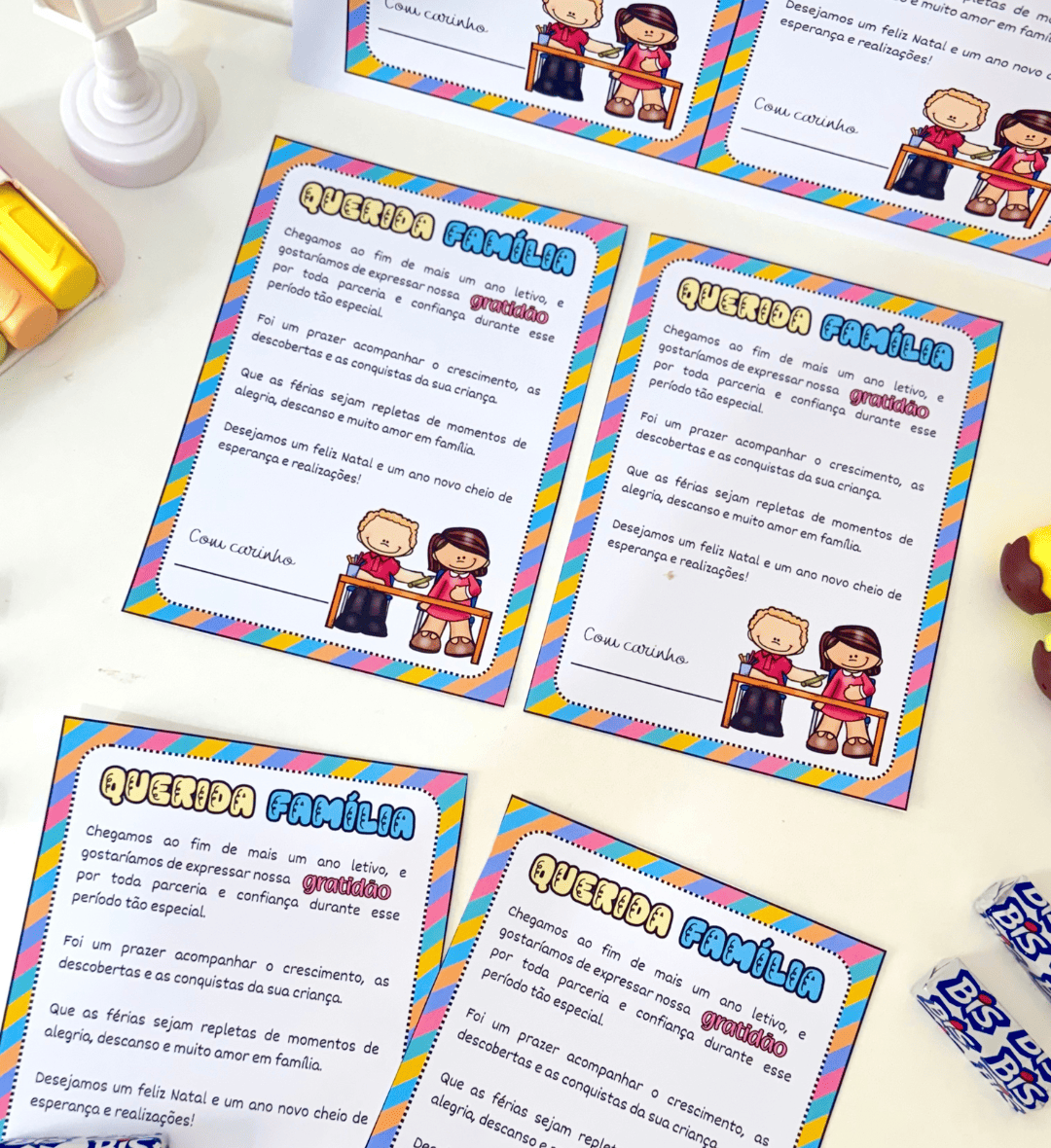 Cartão Editável Querida Família em PDF e Canva — amostra 1: Cartão Editável Querida Família: uma mensagem de agradecimento