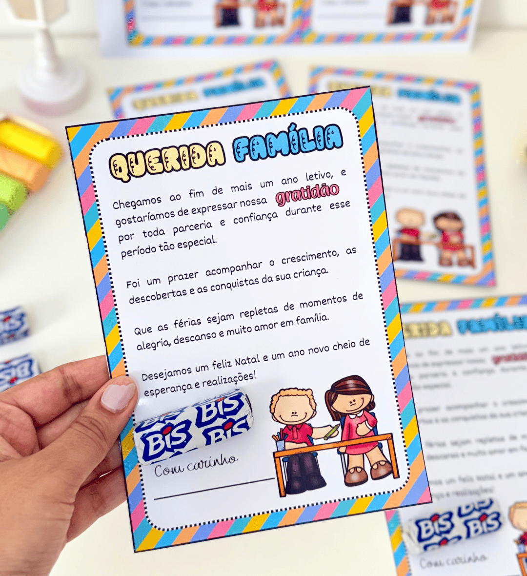 Cartão Editável Querida Família em PDF e Canva — amostra 3: Como usar na rotina escolar