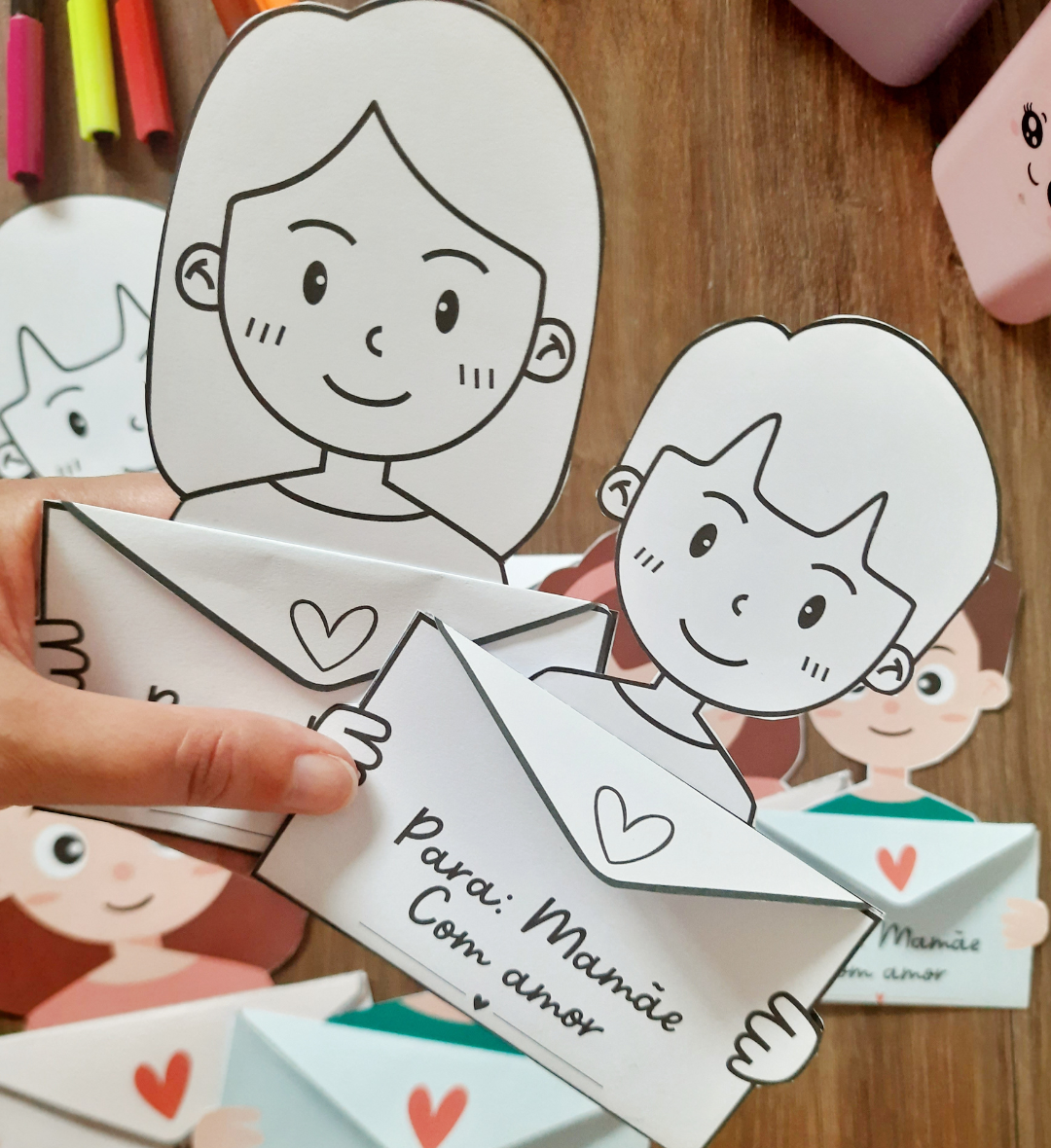 Cartão Envelope Dia das Mães para Imprimir e Personalizar — amostra 2: O que vem no material