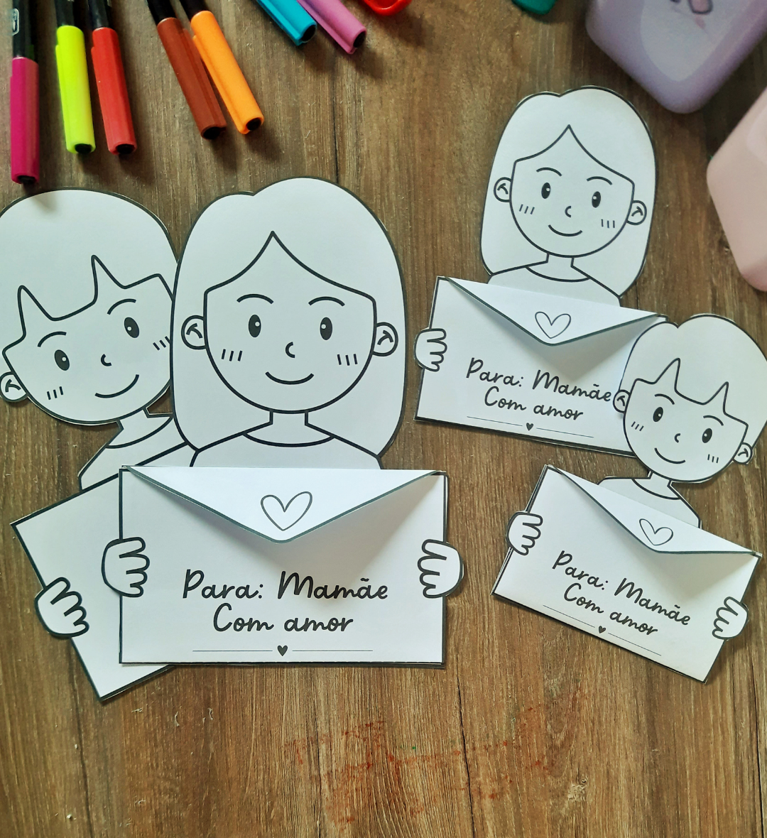 Cartão Envelope Dia das Mães para Imprimir e Personalizar — amostra 5: Prepare uma lembrança personalizada com o cartão…