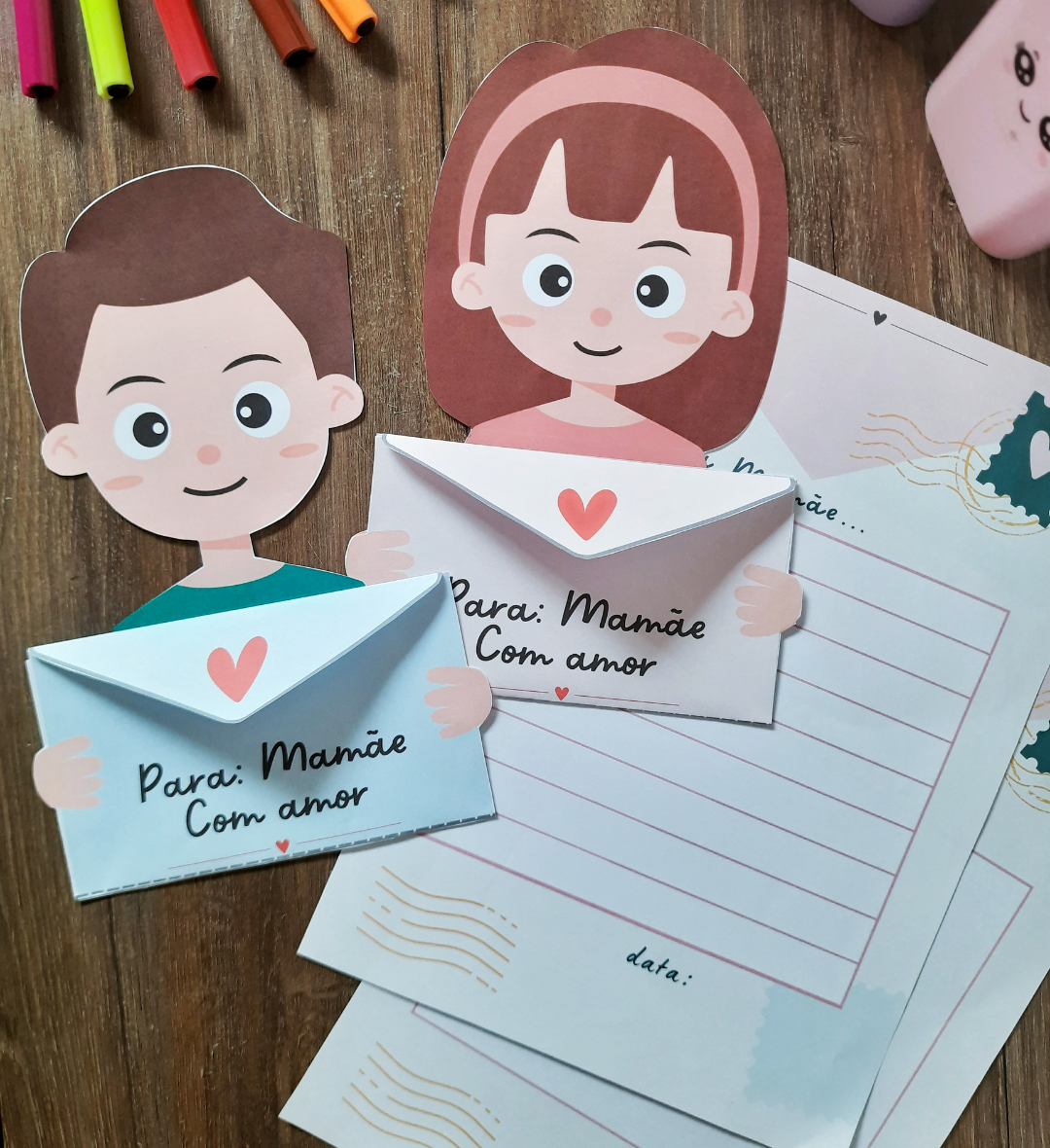 Cartão Envelope Dia das Mães para Imprimir e Personalizar — Datas comemorativas para Todas as séries: Prepare uma lembrança…