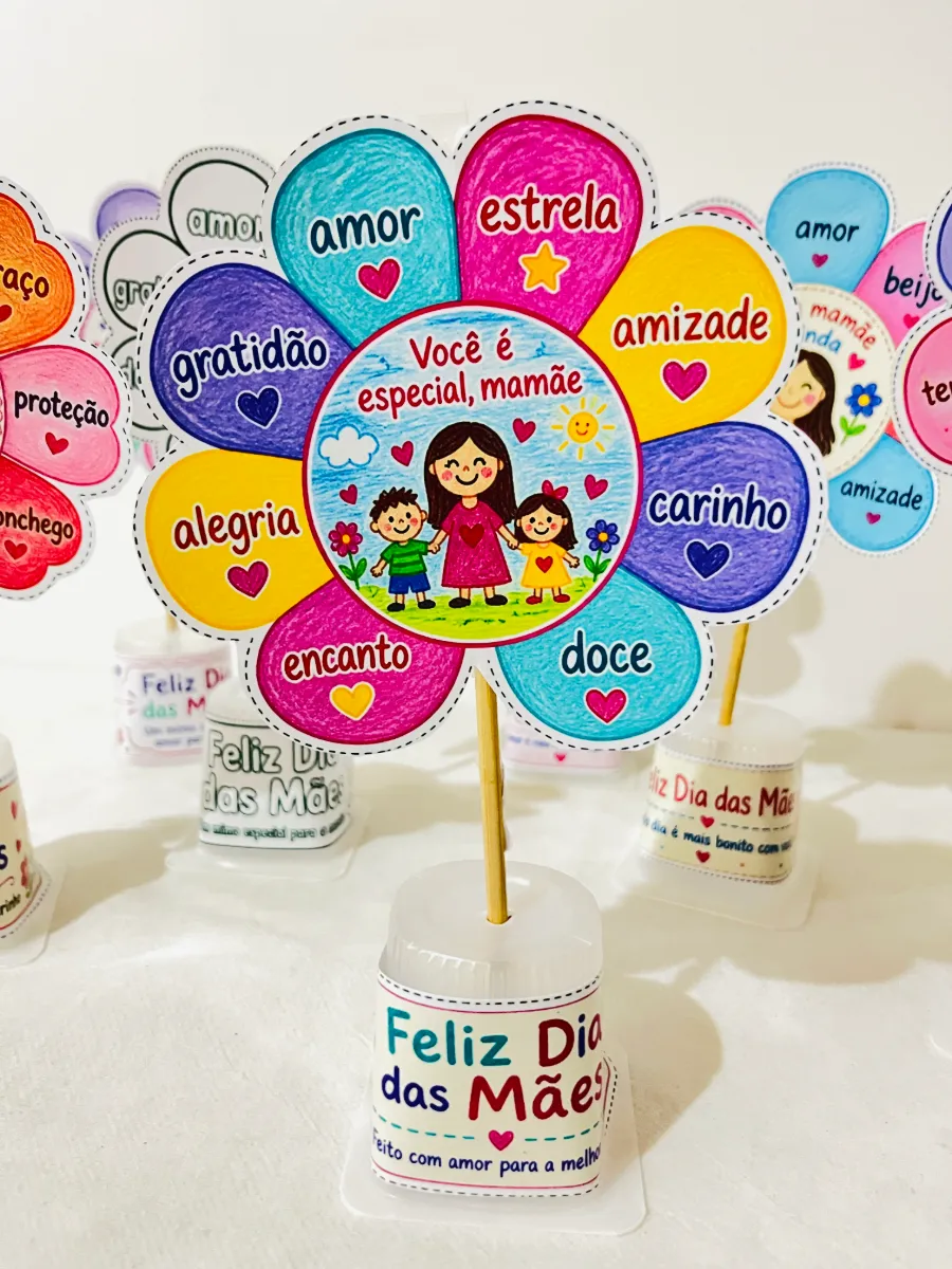 Cartão Flor Dia das Mães - Recurso Pedagógico Alfabetização — amostra 4: Uma lembrancinha que é um carinho para as Mamães…