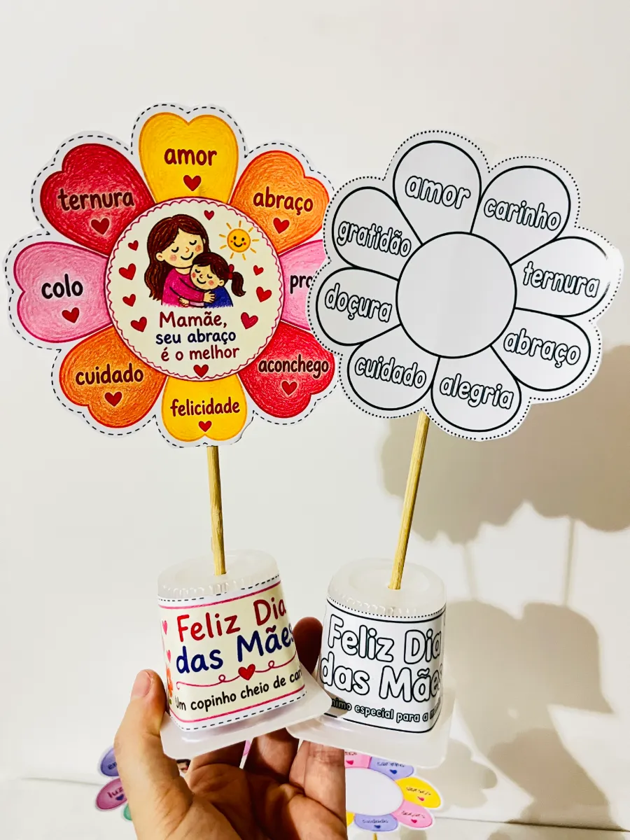 Cartão Flor Dia das Mães - Recurso Pedagógico Alfabetização — amostra 5: Uma lembrancinha que é um carinho para as Mamães…