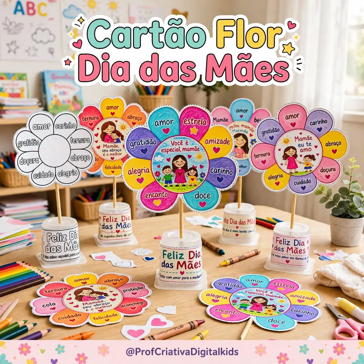 Cartão Flor Dia das Mães - Recurso Pedagógico Alfabetização — Datas comemorativas para Educação Infantil: Uma lembrancinha…