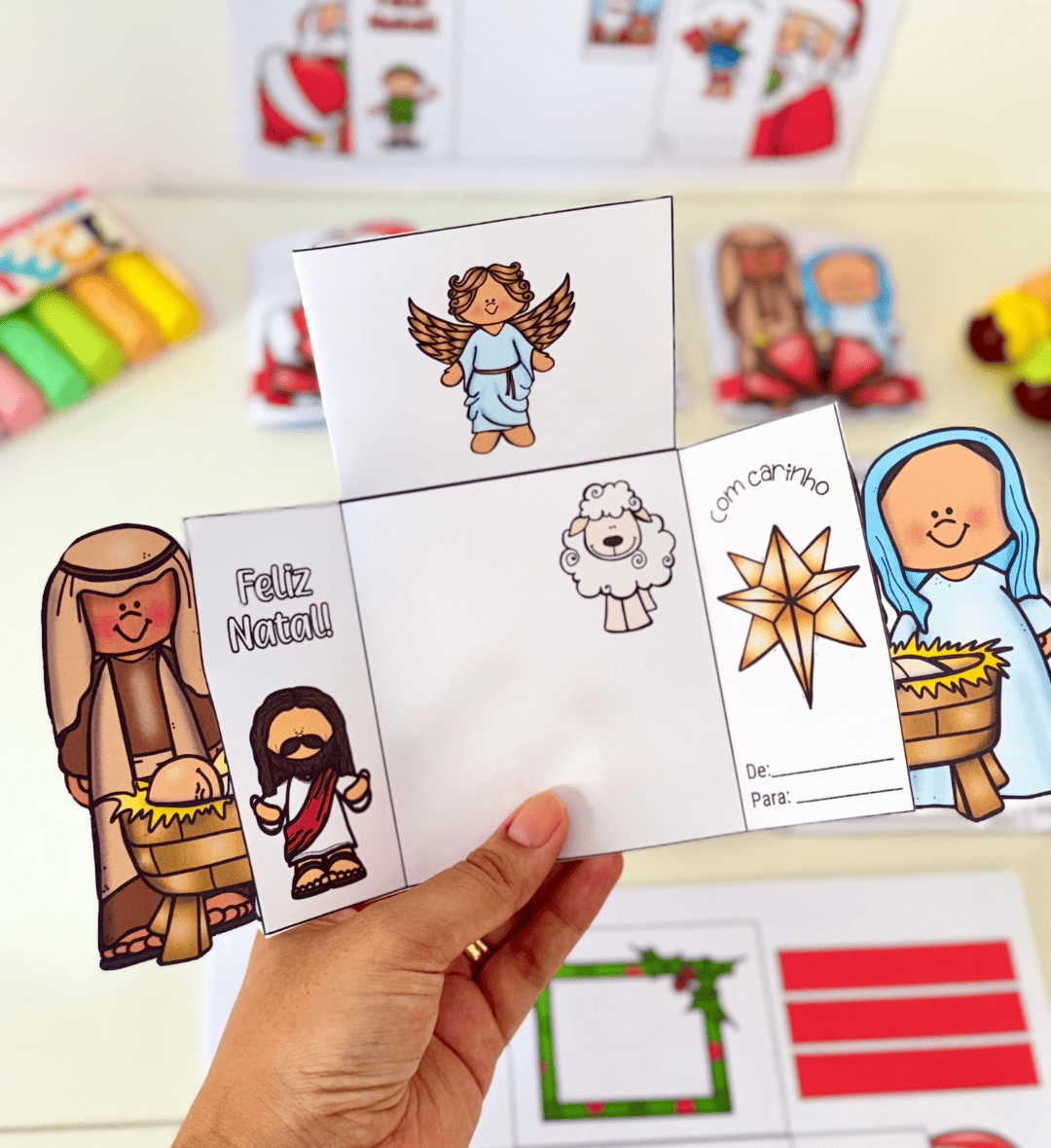 Cartão interativo de Natal: 12 opções em PDF para imprimir — amostra 3: Como usar os cartões na rotina escolar