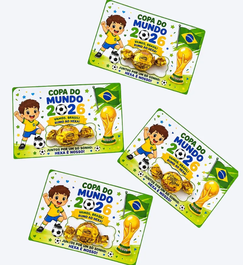 Cartão Lembrancinha Copa do Mundo em PDF para Imprimir — amostra 1: Cartão lembrancinha Copa do Mundo para a escola