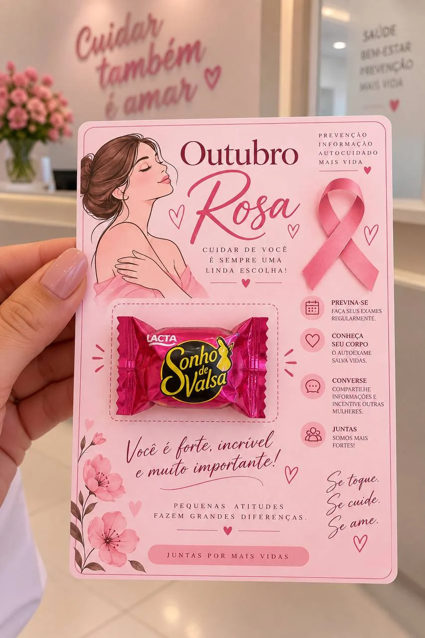 Cartão Outubro Rosa — Um carinho que transmite cuidado — capa do material