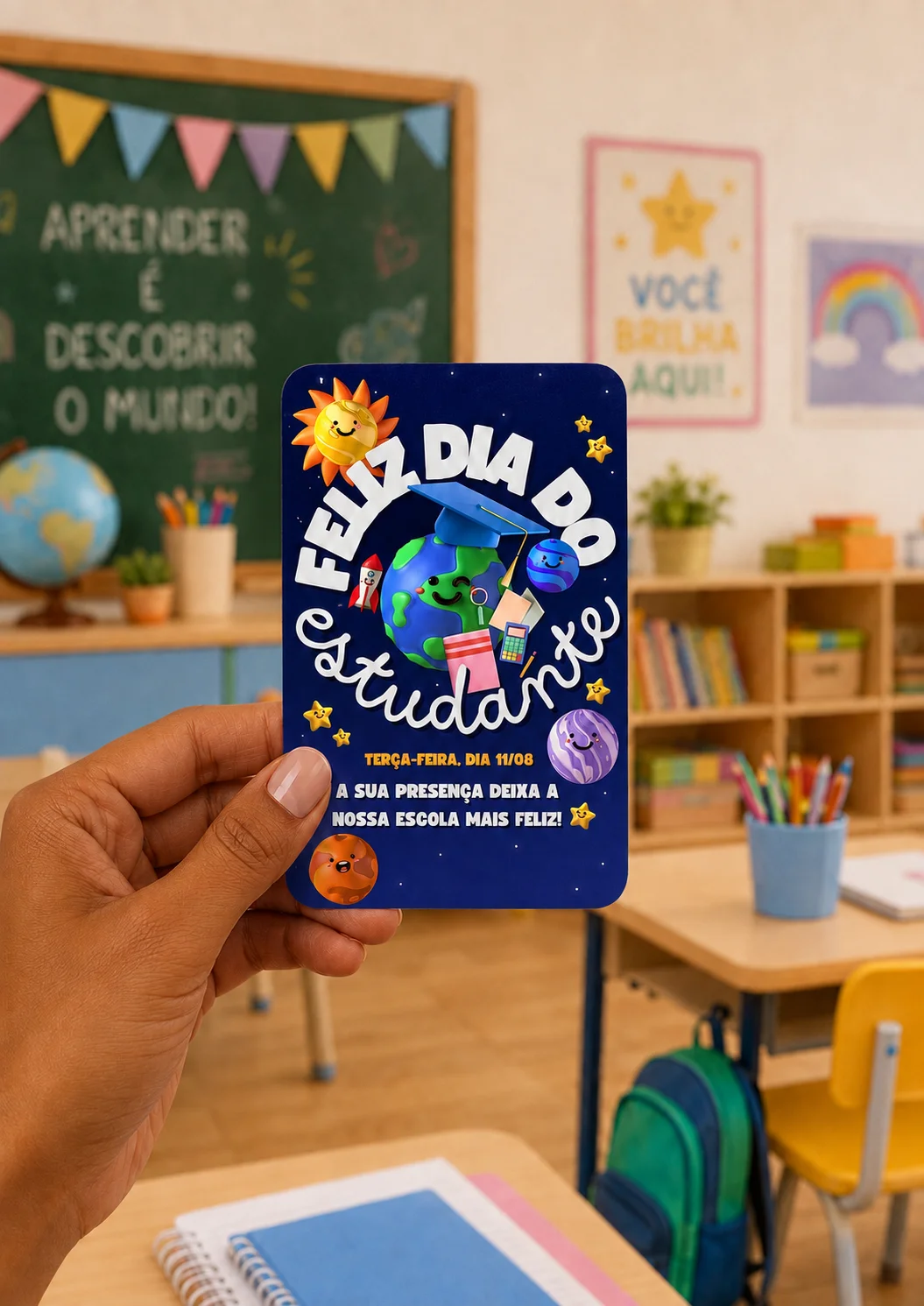 Cartão para Lembrancinha Dia do Estudante para Imprimir — Datas comemorativas para Educação Infantil: Cartão para…