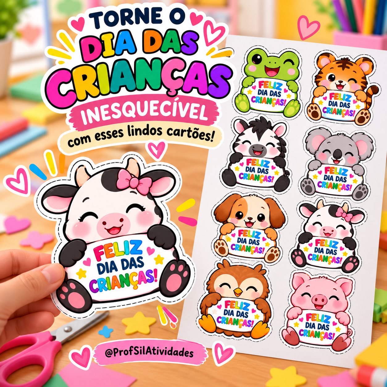 Cartão para o Dia das Crianças em Formato de Bichinhos — amostra 2: Deixe o Dia das Crianças ainda mais especial com esses…