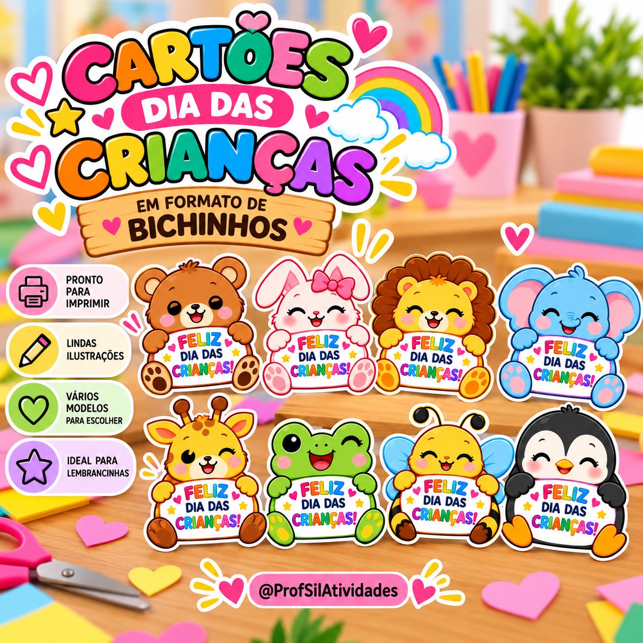 Cartão para o Dia das Crianças em Formato de Bichinhos — amostra 4: Deixe o Dia das Crianças ainda mais especial com esses…