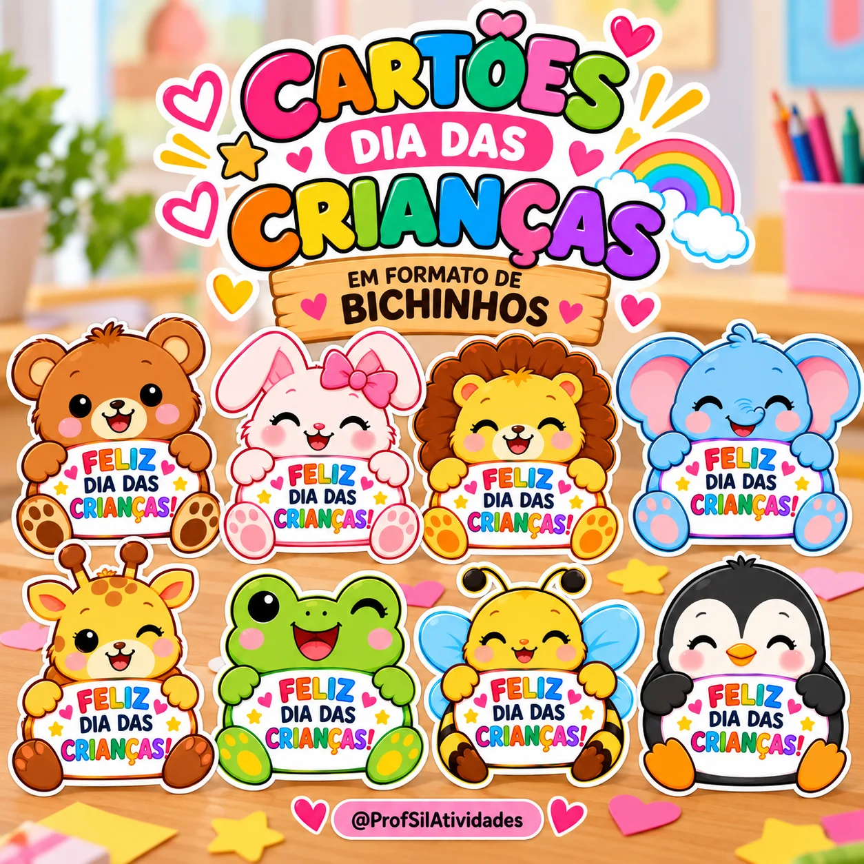 Cartão para o Dia das Crianças em Formato de Bichinhos — Datas comemorativas para Educação Infantil: Deixe o Dia das…