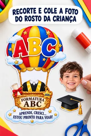Cartão Personalizável de Formatura ABC — amostra 4: Público e formato