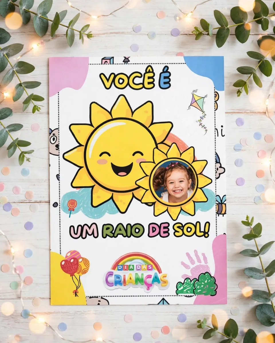 Cartão: Você é um Raio de Sol - Lembrança Dia das Crianças — amostra 2: Um cartãozinho feito com todo amor para dizer o…
