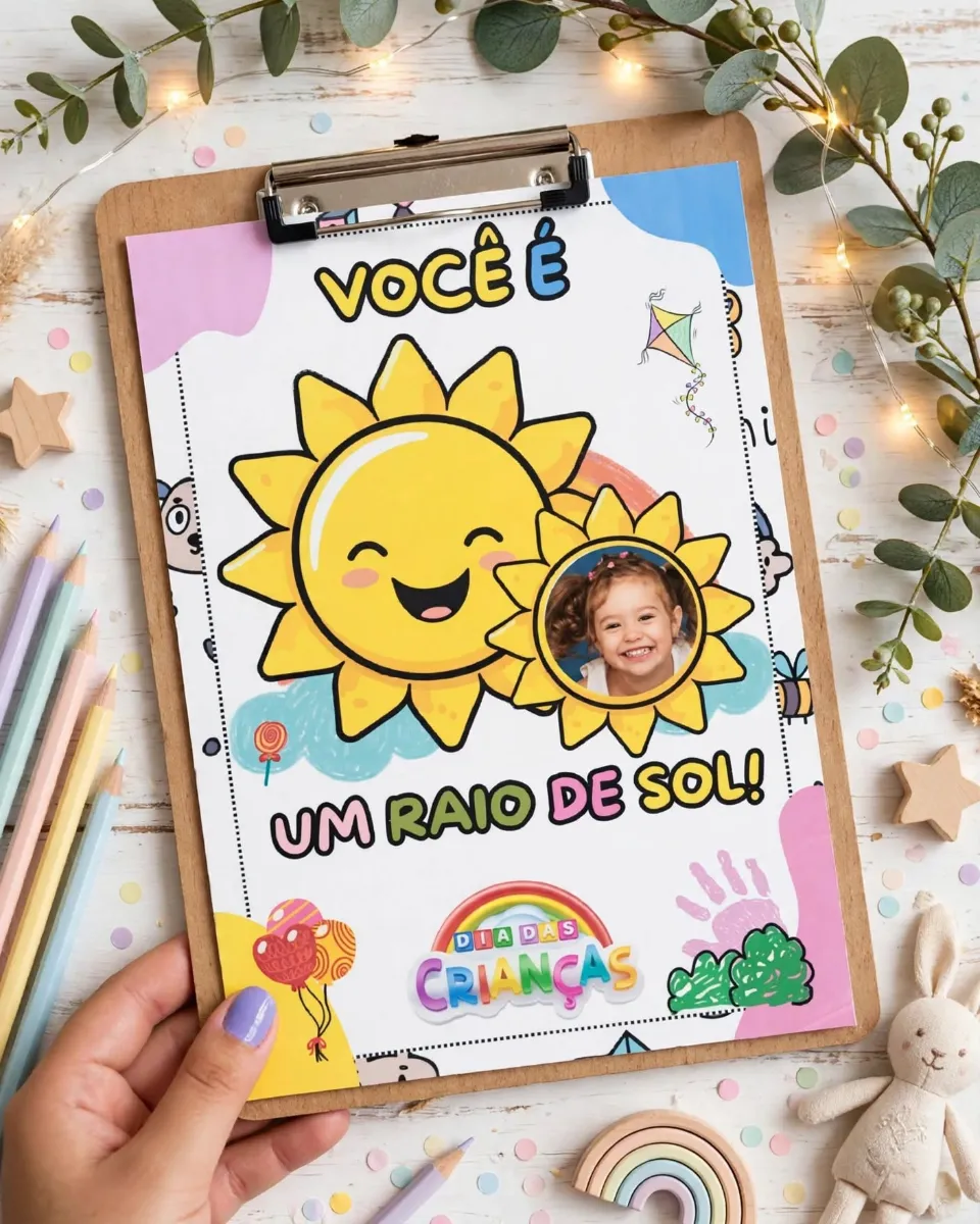 Cartão: Você é um Raio de Sol - Lembrança Dia das Crianças — amostra 3: Um cartãozinho feito com todo amor para dizer o…
