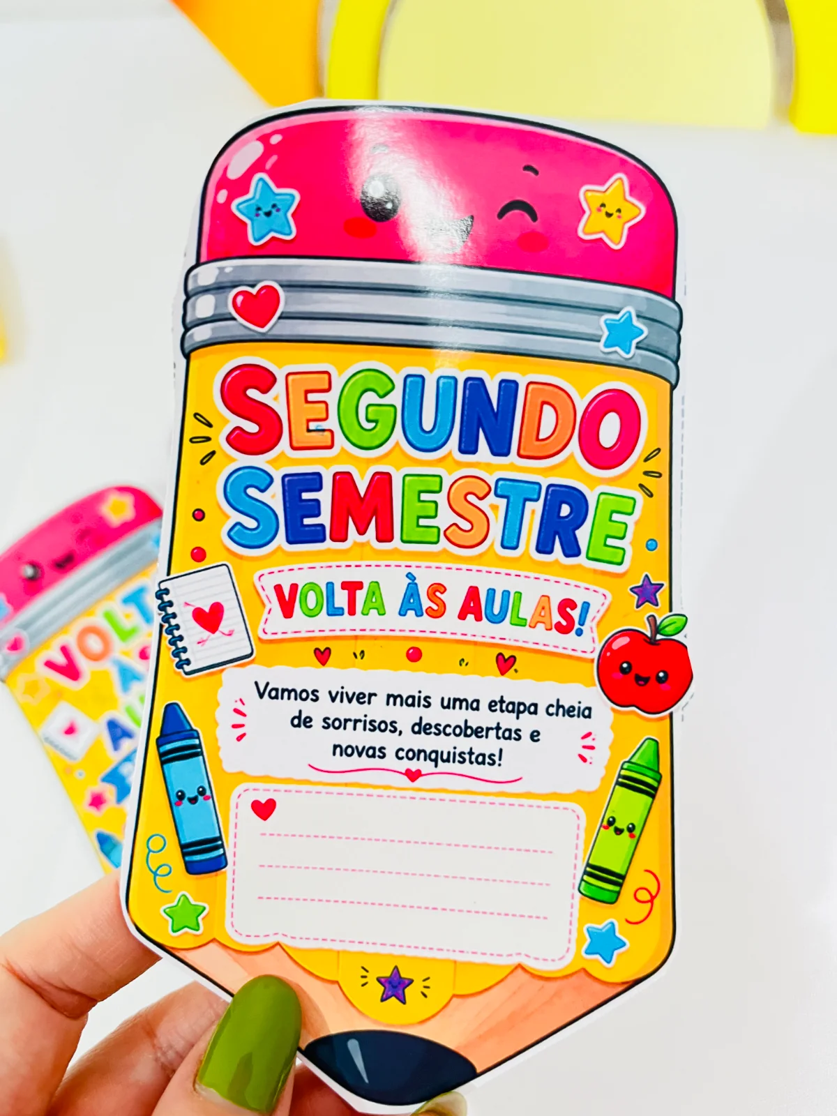 Cartão Volta às Aulas – 2º Semestre — amostra 4: Receba seus alunos com carinho e incentive um recomeço cheio de alegria