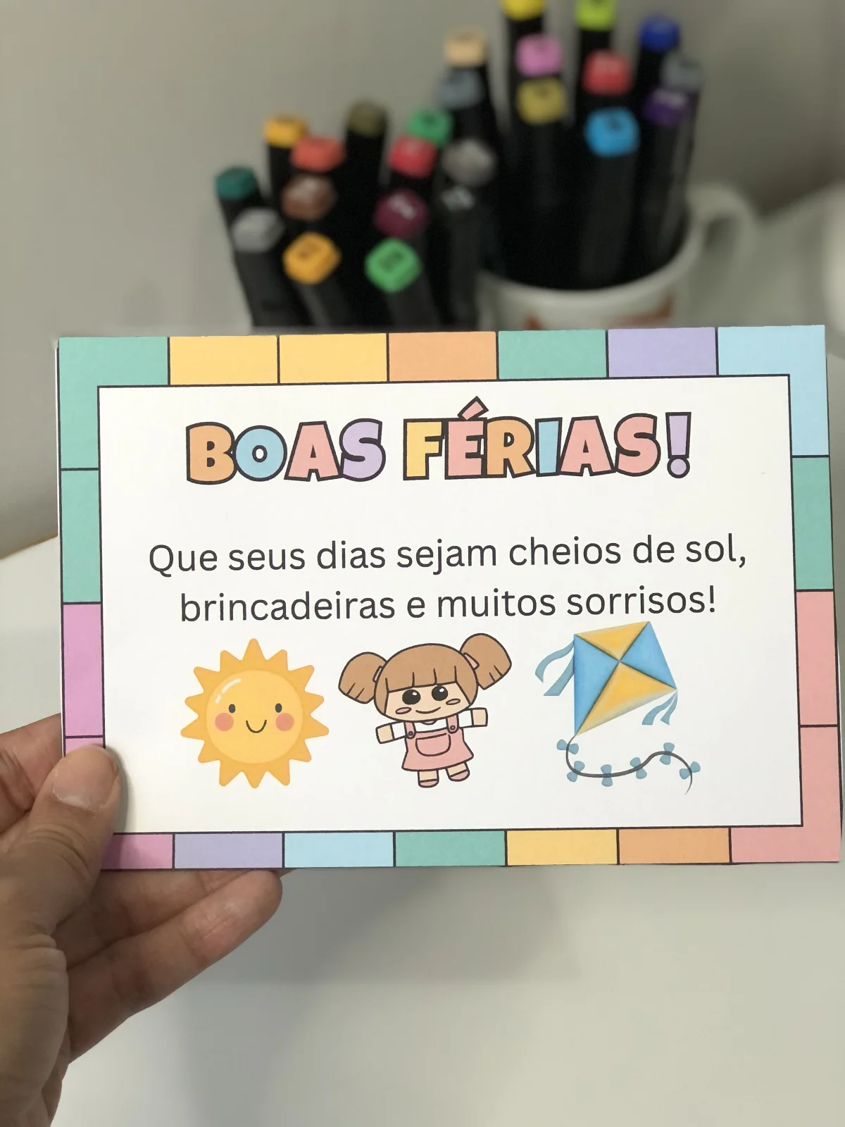 Cartãozinho “Boas Férias” para Imprimir | Educação Infantil e Anos Iniciais — amostra 2: Cartõezinhos de Boas Férias…