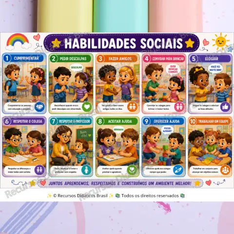 Cartaz 10 Atitudes para Conviver Bem: Habilidades Sociais — capa do material