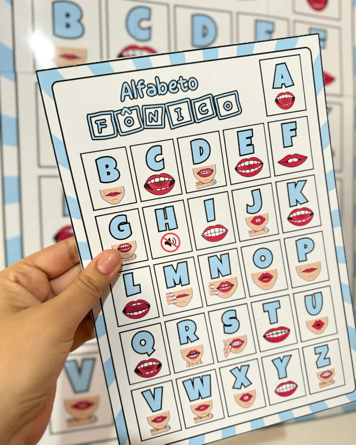 Cartaz Alfabeto Fônico – Painel Ampliado — amostra 1: Versão individual e ampliada com 9 páginas A4