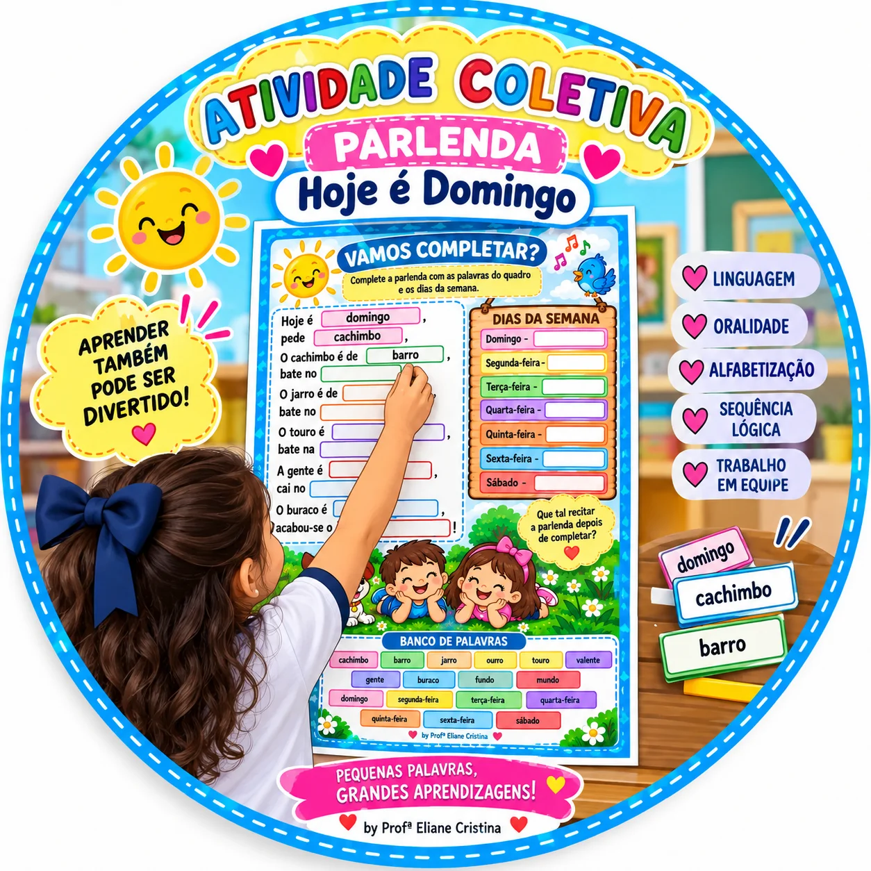 Cartaz Atividade Coletiva – Parlenda “Hoje é Domingo” 🎵📚 — capa do material