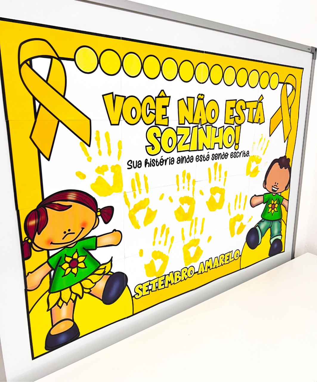 Cartaz colaborativo de Setembro Amarelo para imprimir — amostra 2: Como organizar a aplicação em sala