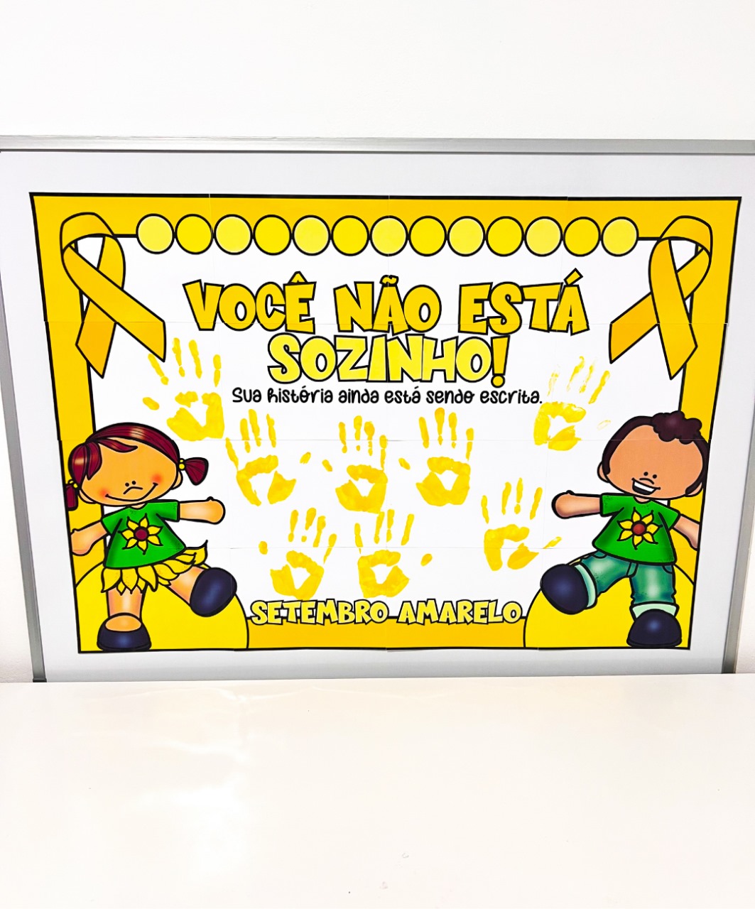 Cartaz colaborativo de Setembro Amarelo para imprimir — amostra 6: Transforme a participação da turma em um painel de…