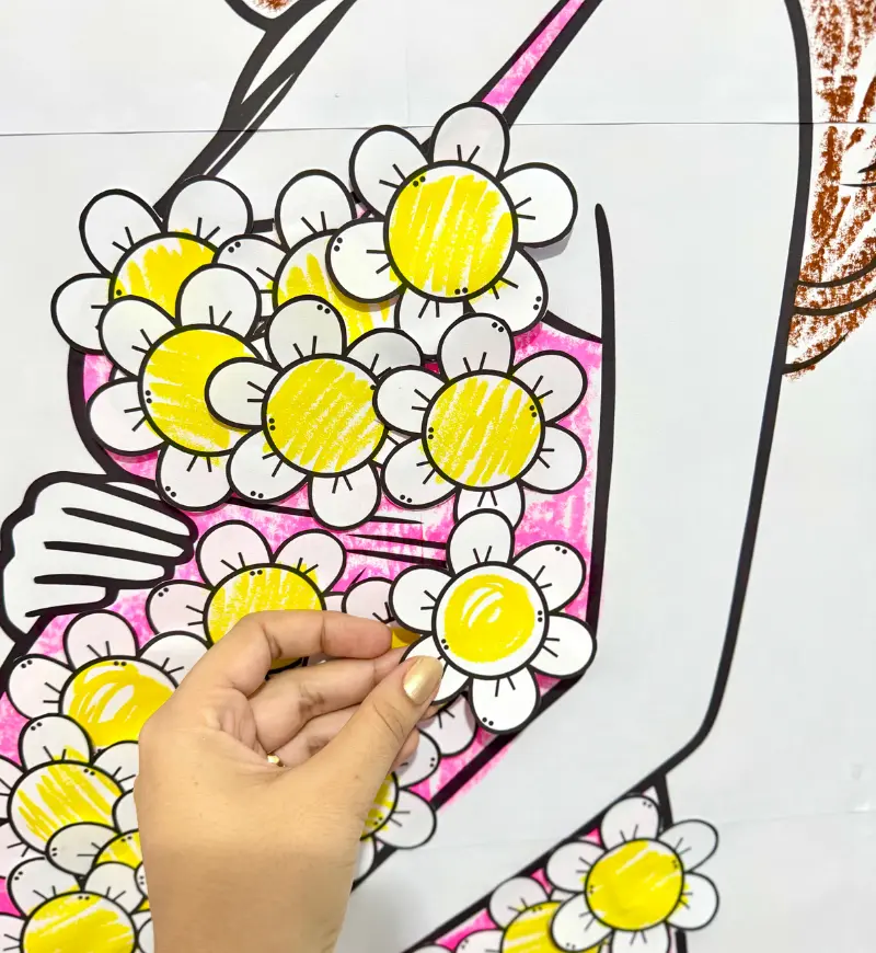 Cartaz Colaborativo Dia das Mães para Colorir em PDF — amostra 2: O que vem no material