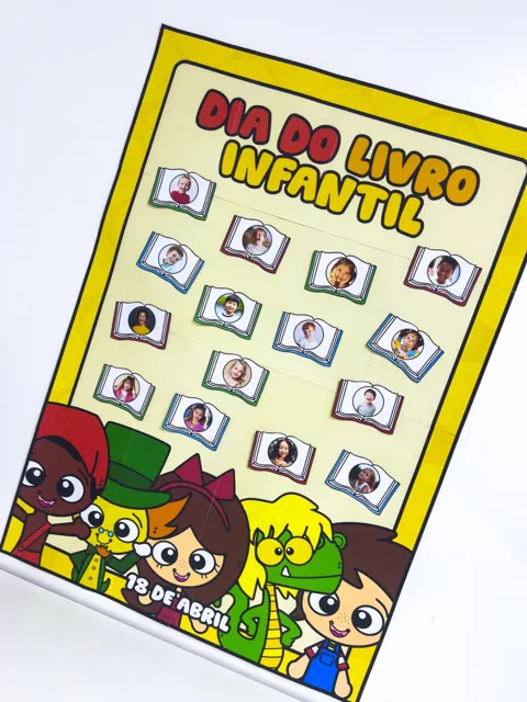 Cartaz colaborativo dia do livro infantil — capa do material