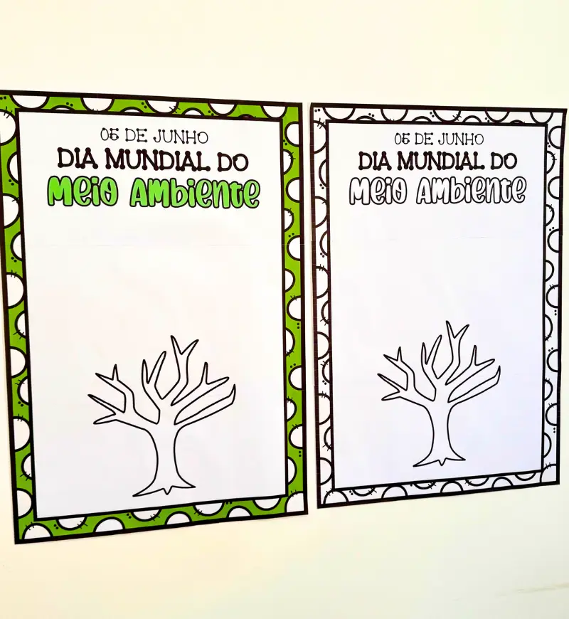 Cartaz colaborativo meio ambiente: árvore em PDF para imprimir — amostra 1: Cartaz colaborativo de árvore para trabalhar…
