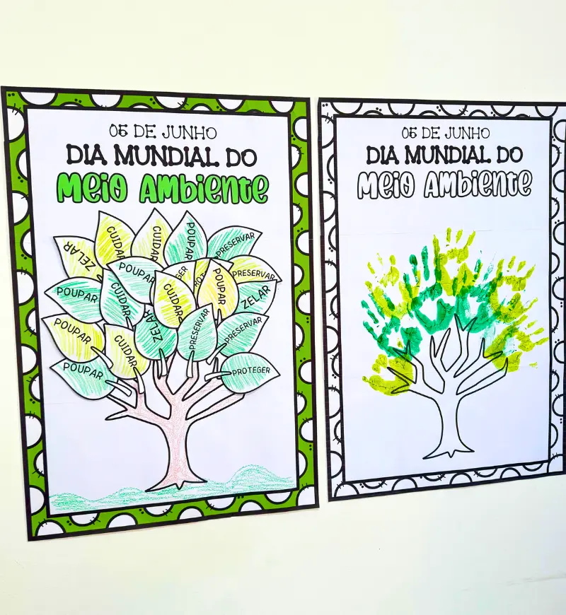 Cartaz colaborativo meio ambiente: árvore em PDF para imprimir — capa do material