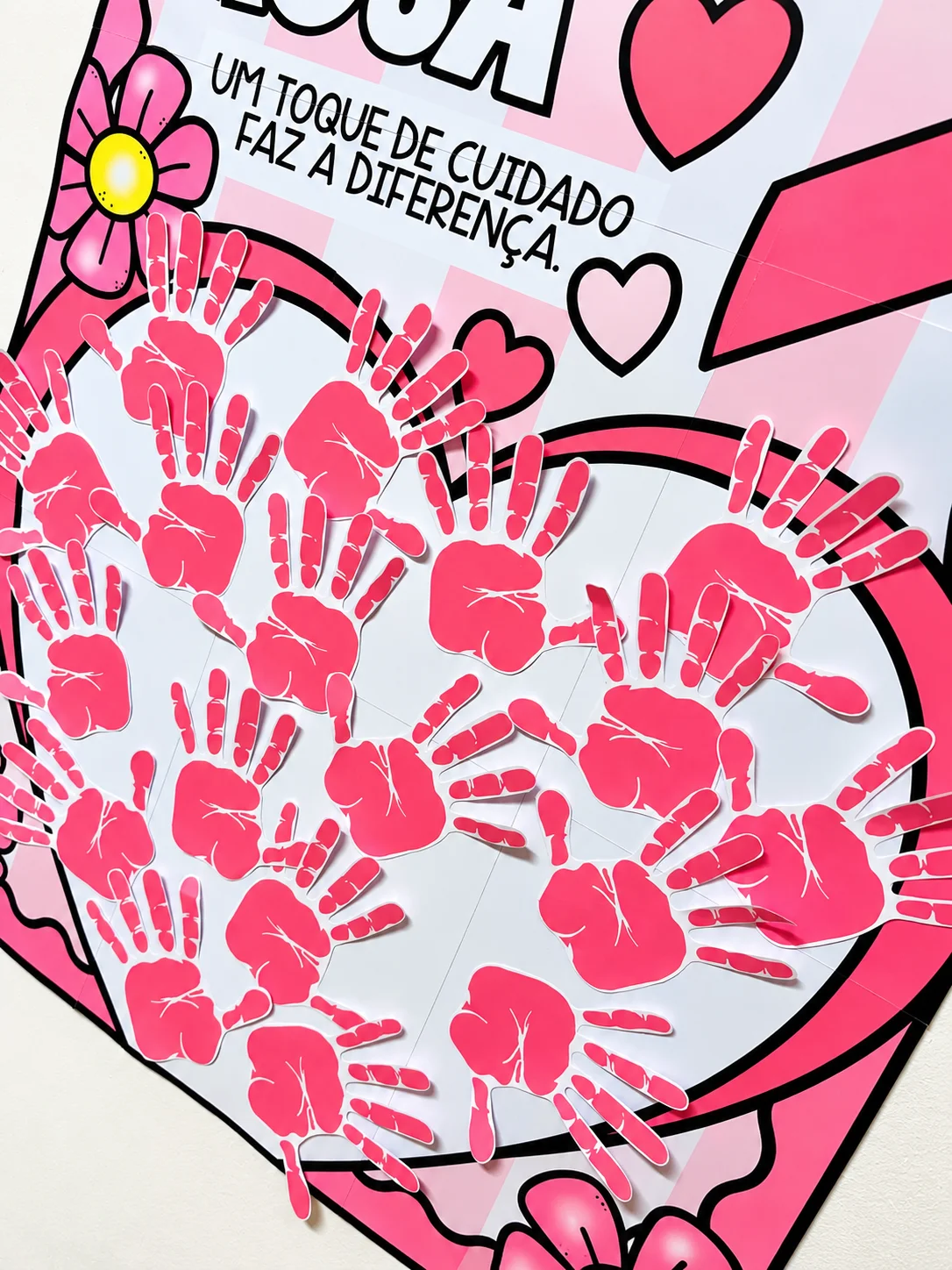 Cartaz Colaborativo Outubro Rosa para Imprimir em A4 — amostra 1: Transforme o Outubro Rosa em um momento especial de…