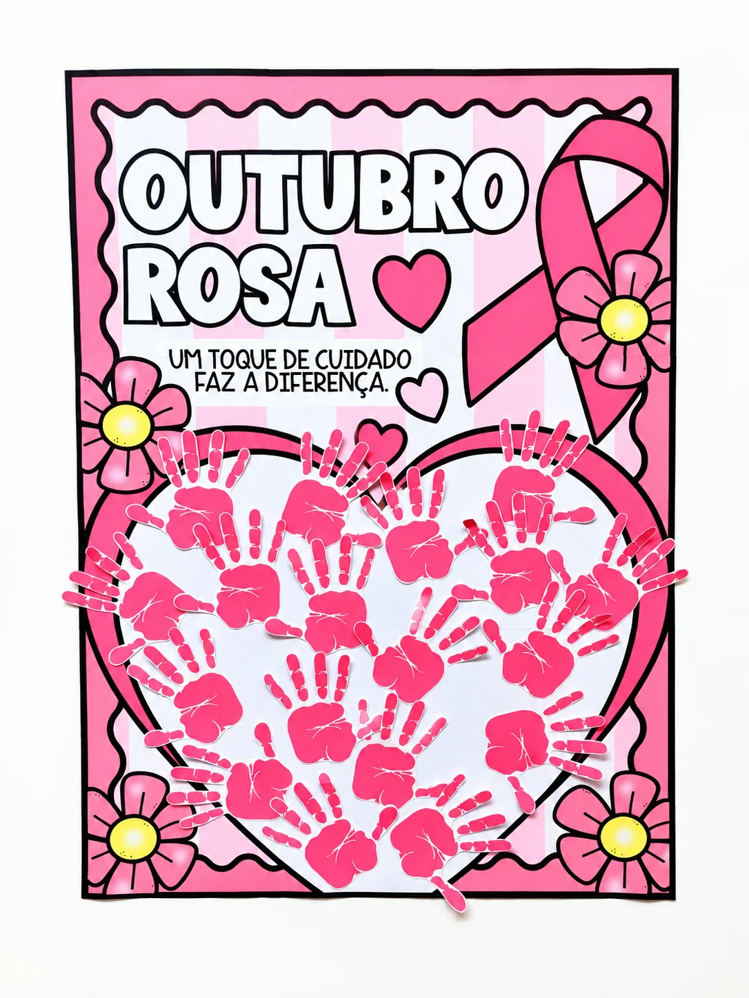 Cartaz Colaborativo Outubro Rosa para Imprimir em A4 — Datas comemorativas para Educação Infantil: Cartaz Colaborativo…