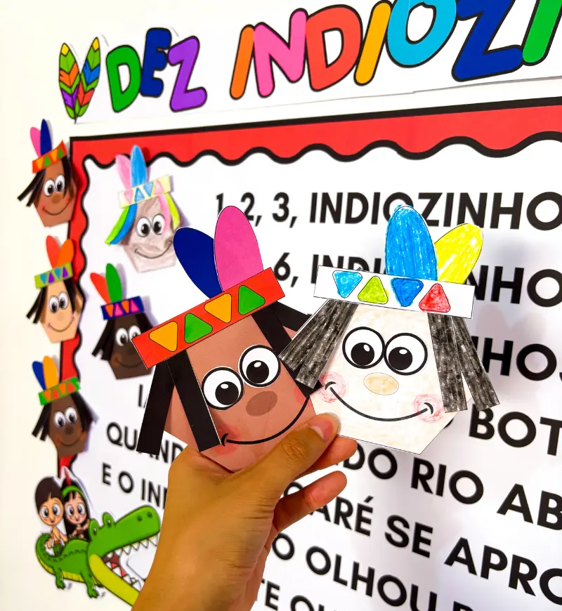Cartaz Coletivo Dez Indiozinhos para Educação Infantil — amostra 3: Como usar em sala de aula