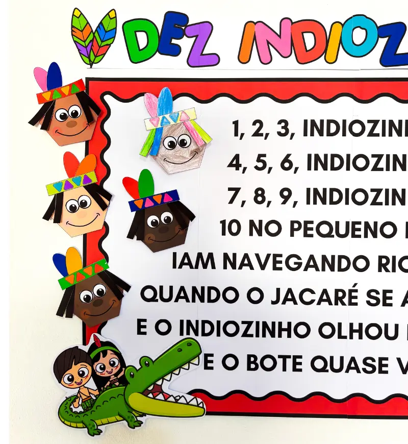 Cartaz Coletivo Dez Indiozinhos para Educação Infantil — Datas comemorativas para Educação Infantil: Envolva a turma na…