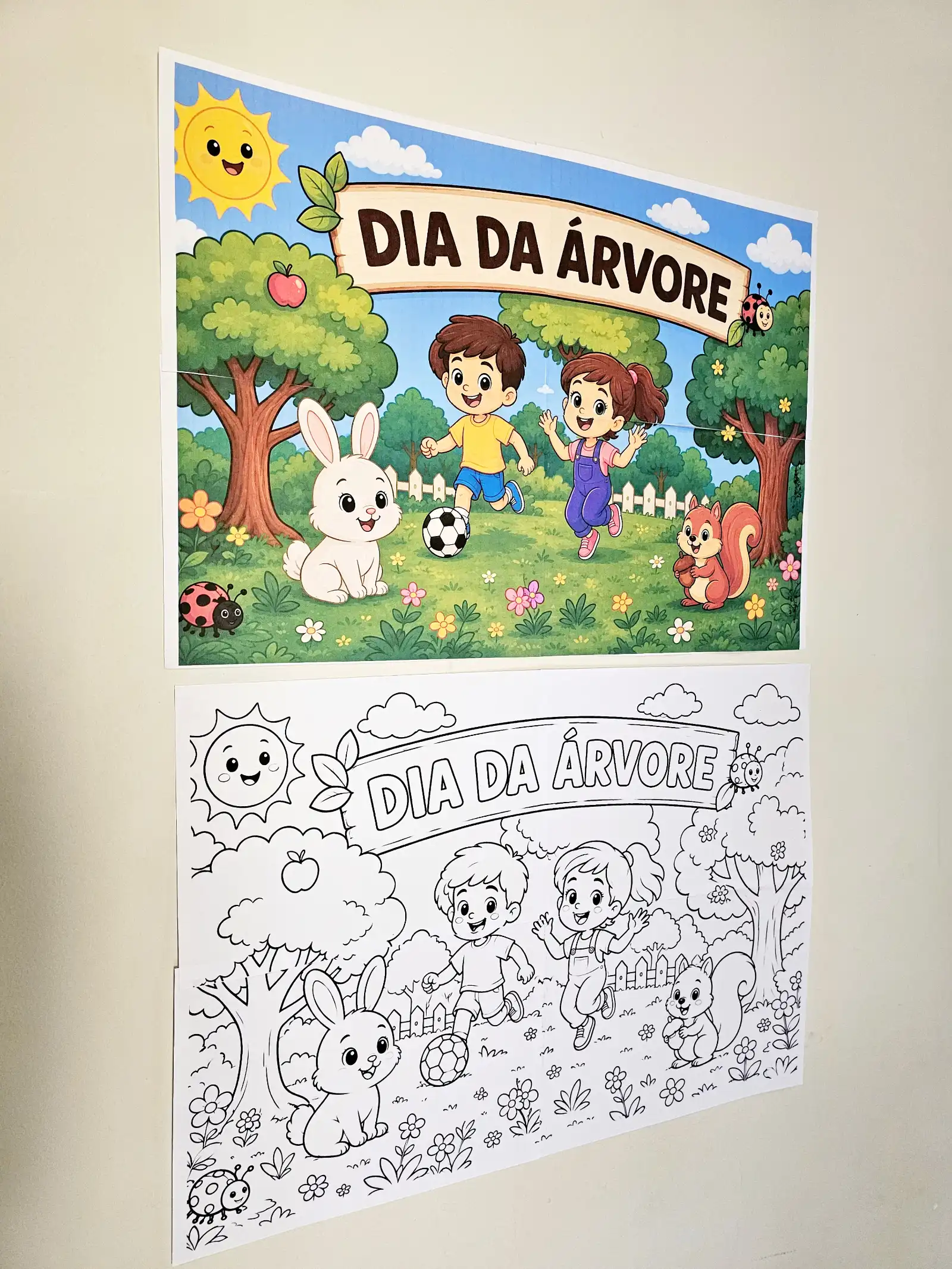 Cartaz Coletivo Dia da Árvore em PDF: Versão Colorida e para Colorir — Ciências para Educação Infantil: Cartaz do Dia da…