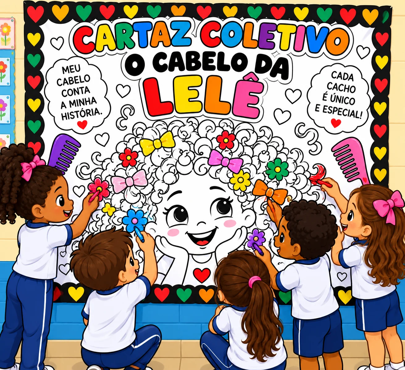 Cartaz coletivo “O Cabelo de Lelê” Consciência Negra Educação Infantil — Português para Educação Infantil: Cartaz coletivo,…