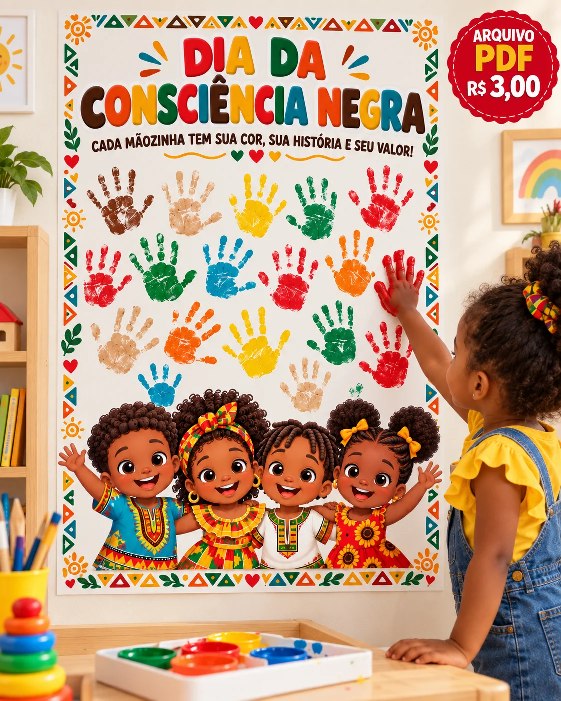 Cartaz Consciência Negra – Educação Infantil | PDF 16 Folhas — amostra 1: O QUE ESTÁ INCLUÍDO?