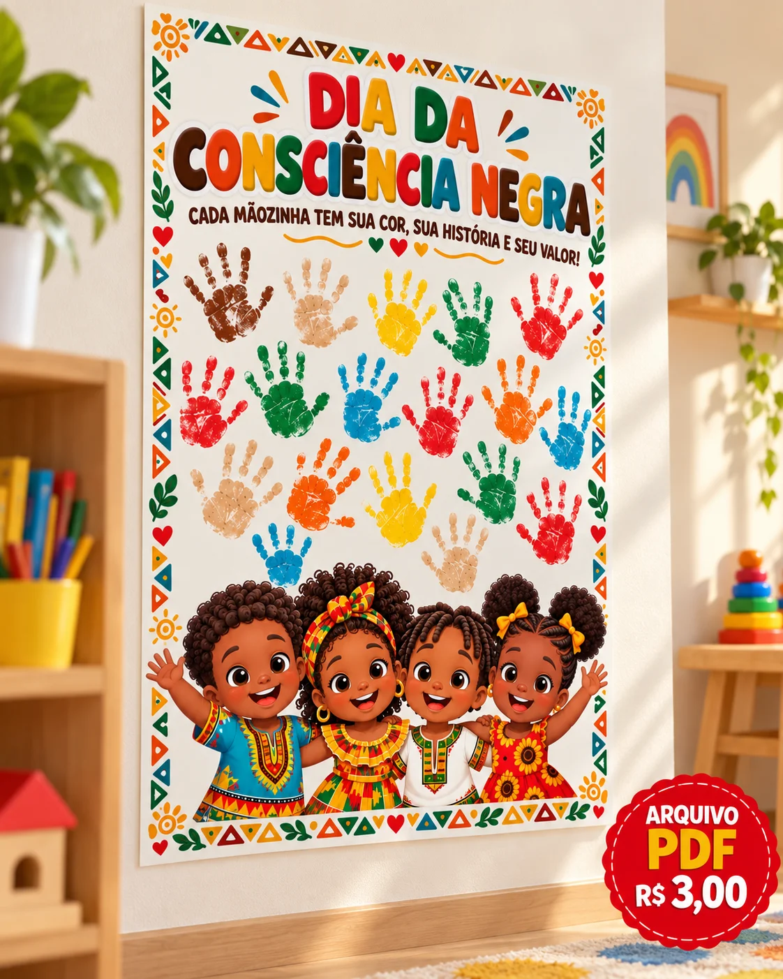 Cartaz Consciência Negra – Educação Infantil | PDF 16 Folhas — amostra 2: COMO UTILIZAR?