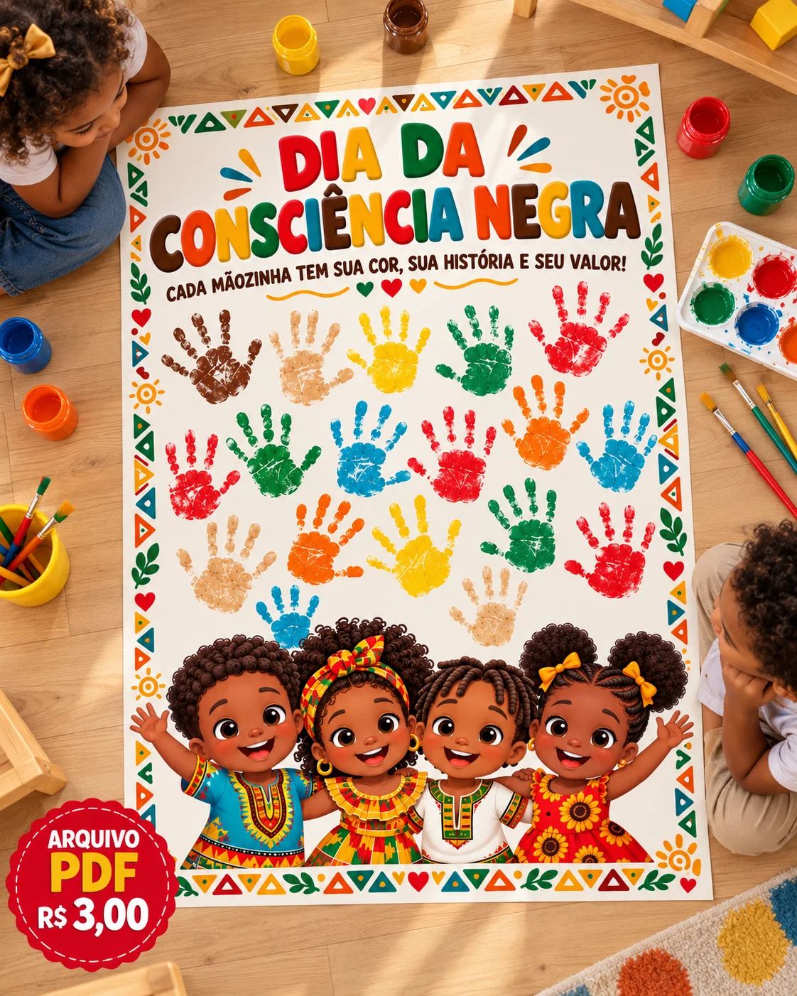 Cartaz Consciência Negra – Educação Infantil | PDF 16 Folhas — amostra 3: Cartaz interativo para o Dia da Consciência…