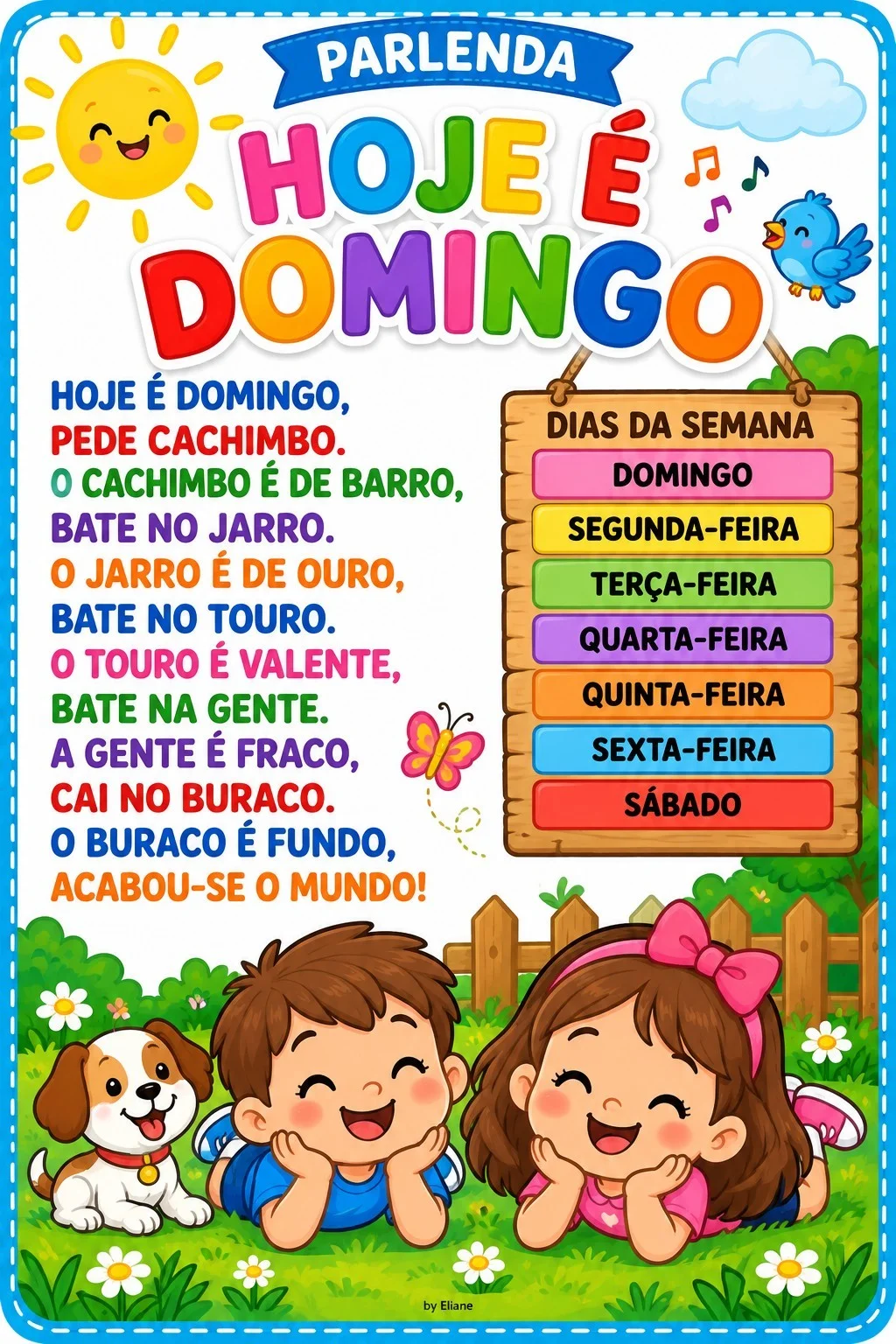 Cartaz da Parlenda Hoje é Domingo! – PDF para Imprimir — amostra 1: O que vem no material