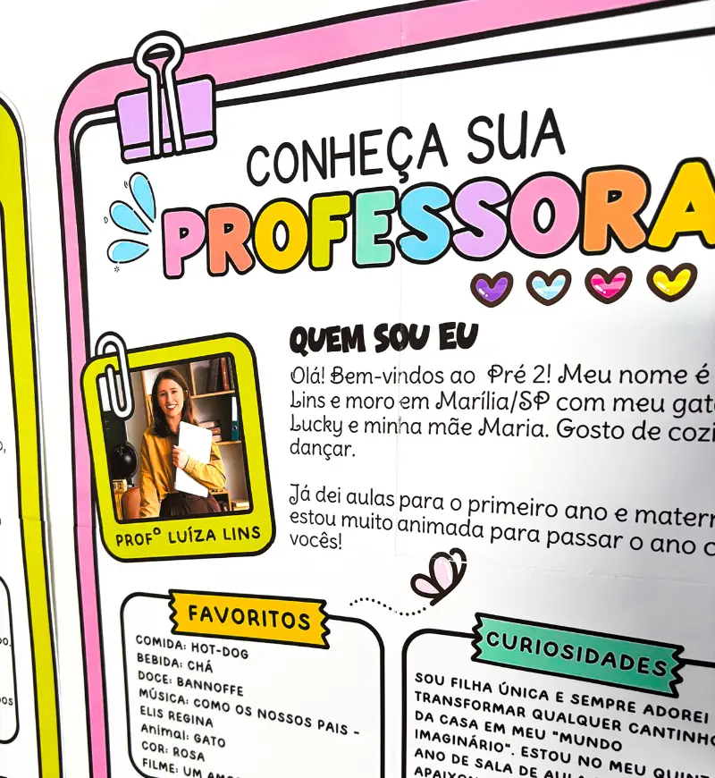 Cartaz de Apresentação do Professor Editável para Acolhimento — amostra 3: Como usar na recepção das famílias